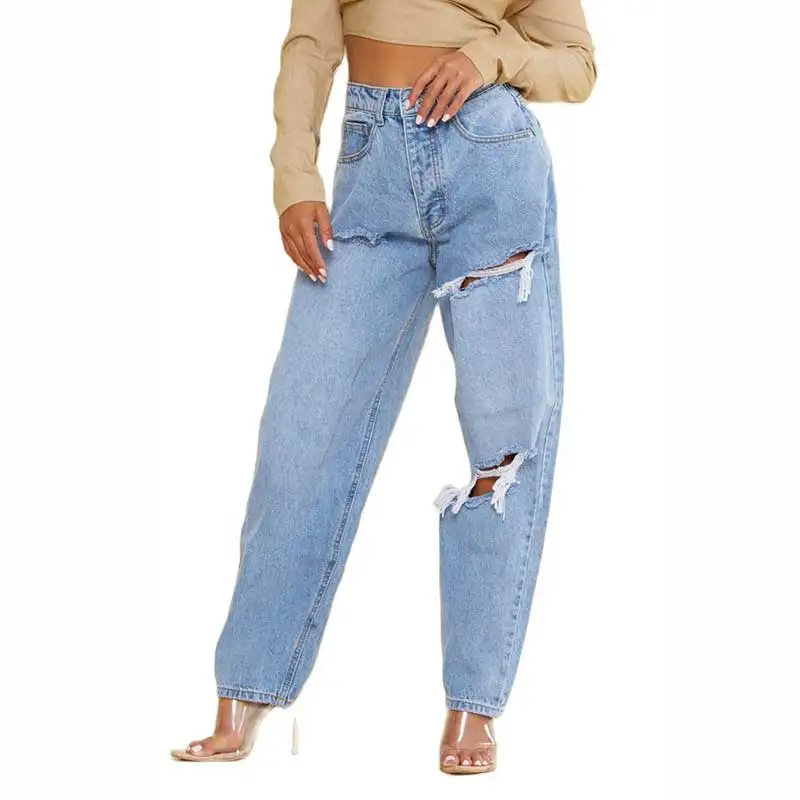 

Loose Straight Wash Denim jeans High Waist Harem Baggy Women's Street Carrot jeans