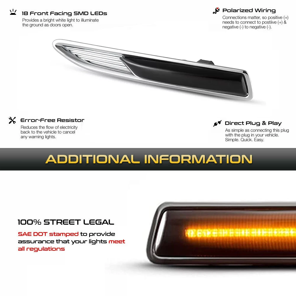 Clignotant Latéral Dynamique LED Séquentiel Pour Ford Mondeo MK4 (BA7) 2007-2015 - Fumé, Installation Plug & Play