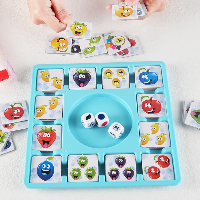 Children Education Learning Toys Fruit Sticking Game Card Dice Board Game Color Shape Cognition Party Competition Game Kids Toys 4