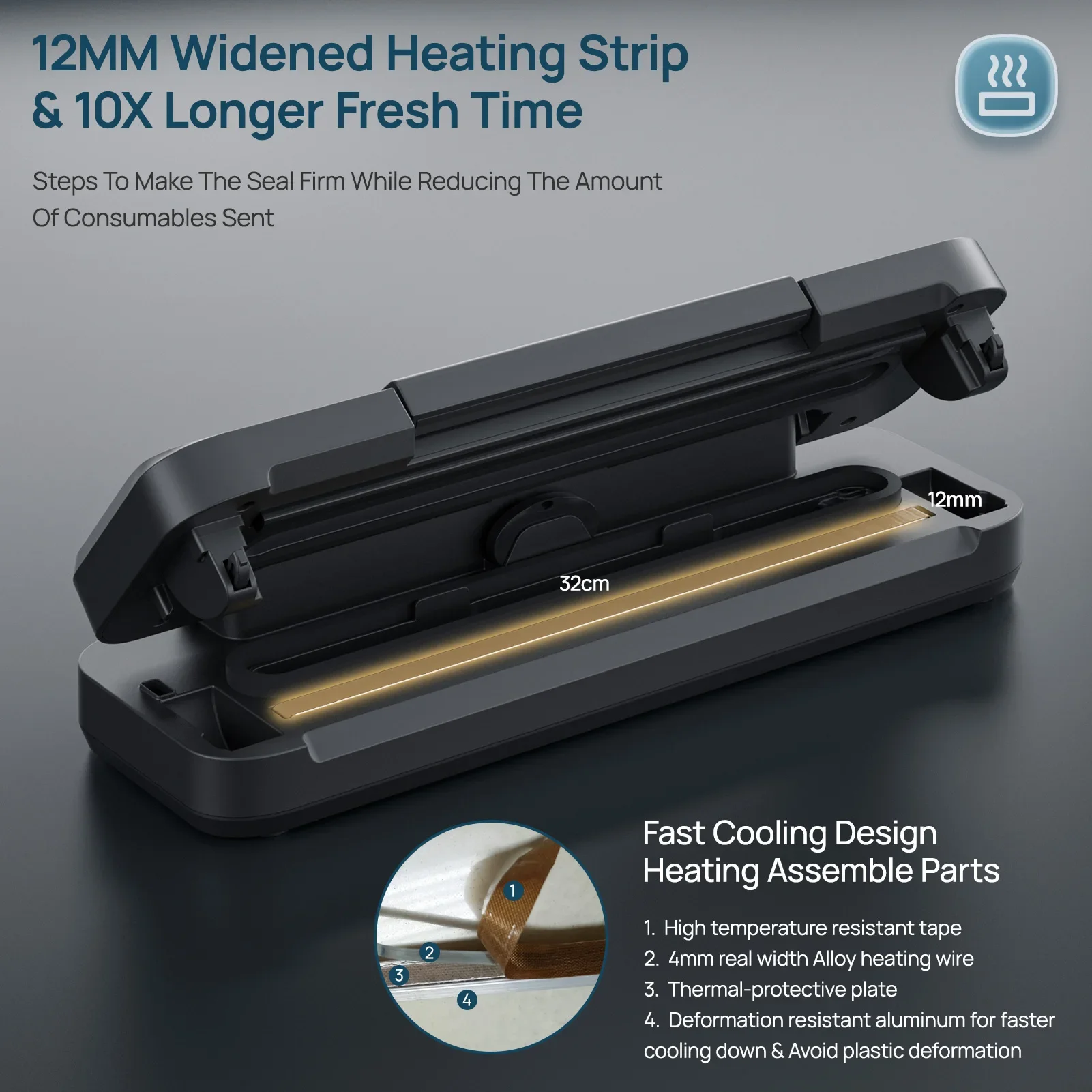 Vakumar VH1506 vacuum sealer machine sous vide Handle type 80Kpa multifunctional and convenient vacume sealer Household 4