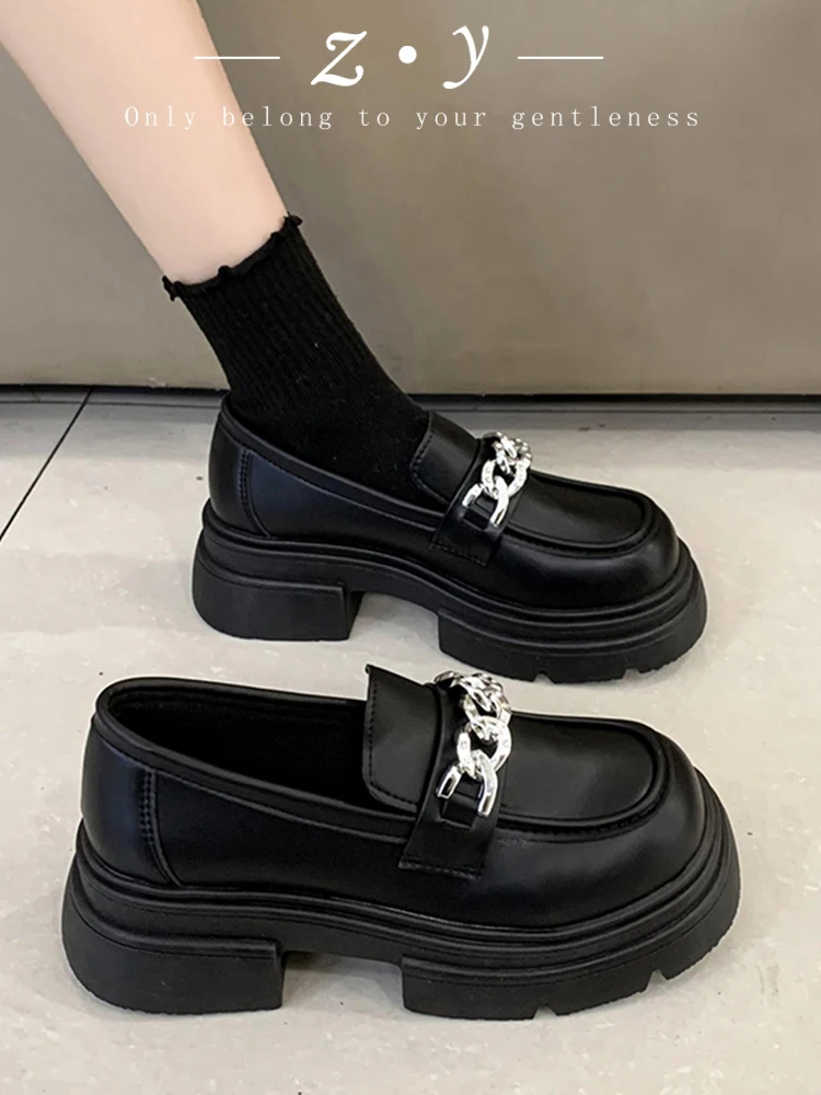 

Женские кроссовки в Корейском стиле, повседневные туфли-оксфорды на платформе, универсальные лоферы в британском стиле с закрытым носком и круглым носком, на осень