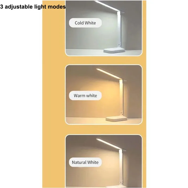Folding Table Lamp 3 Color Dimmable Touch LED 360&deg; Flexible USB Rechargeable