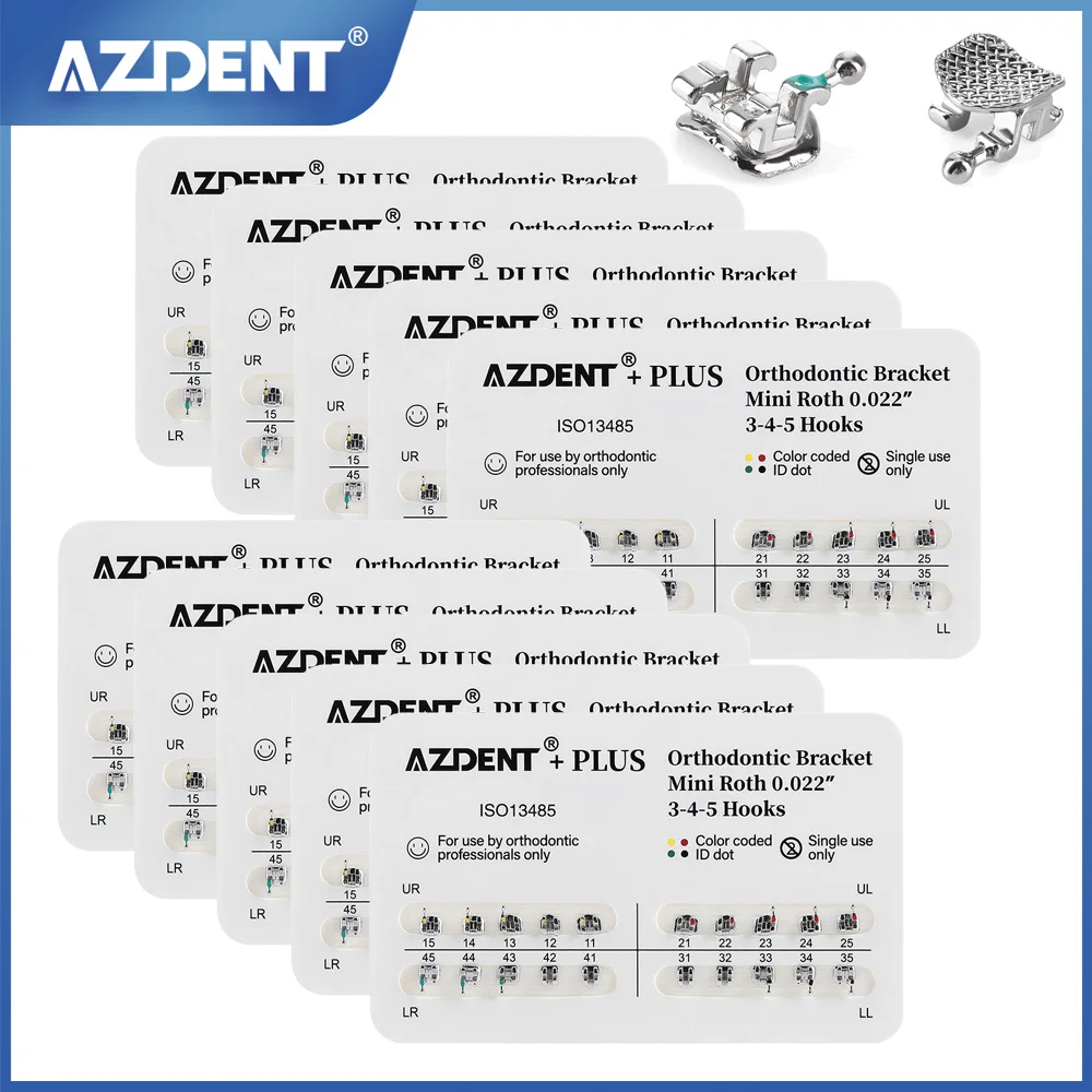 Lot De 10 Kits De Brackets Orthodontiques Mini MBT 022 Slot 3 Crochets - Idéal Pour Traitement Dentaire