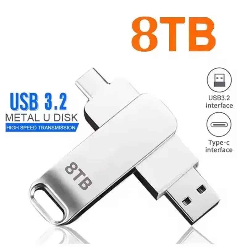 16TB 플래시 드라이브 USB 3.2 초고속 메탈 전송 USB 플래시 드라이브 펜 드라이브 방수 C 디스크 SSD USB 드라이브 디스크 2025