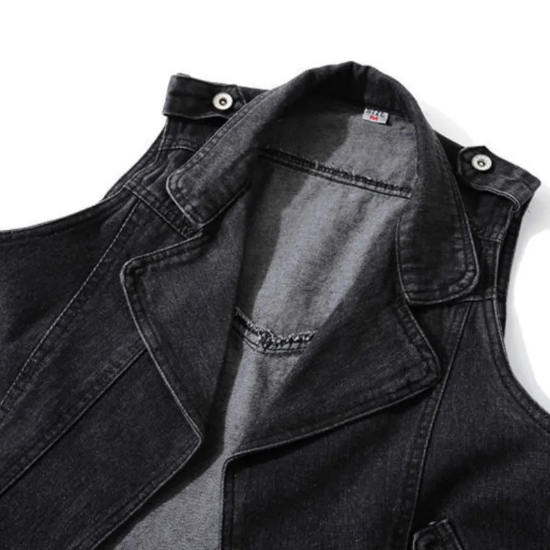 Black Denim Vest Women Short Waistcoat 
