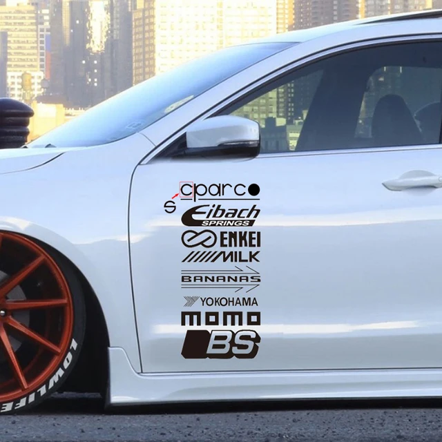 5/6/7/8/9Pcs Reflective Racing Door Stickers Set Car Brand Sponsor Vinyl Decals Kit Automobile Accessories 6