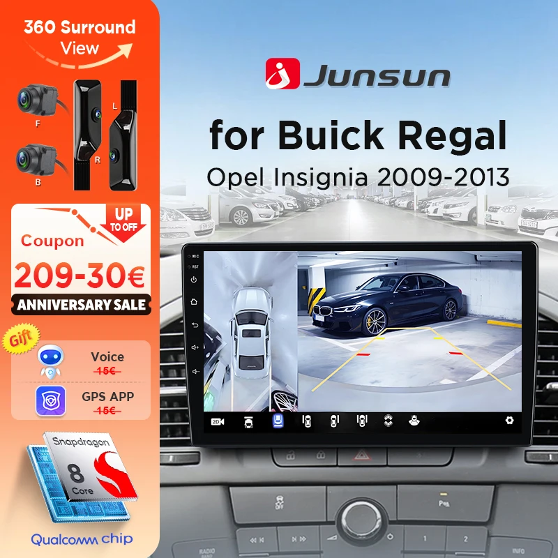 Junsun 360° ° Panorama Kamera Auto Radio Für Opel Insignia 2008-2012 Buick Regal 2009-2013 Drahtlose CarPlay Android Auto Stereo BT