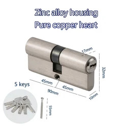 Enhanced Anti - Theft Zinc Alloy Door Lock Cylinder for Indoor Bedroom Doors and Windows (X90 - S - Y)