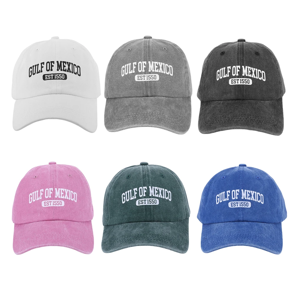Gulf of Mexico Est 1550 Vintage Baseball Cap Gulf of Mexico Hat Washed Cotton Unisex Cap Adjustable Golf Dad Hat for Men Women