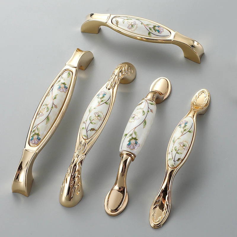 Antique Ceramic Cabinet Handles Chinese Vintage Drawer Knobs Wardrobe Furniture Pulls European Cupboard handle Hardw