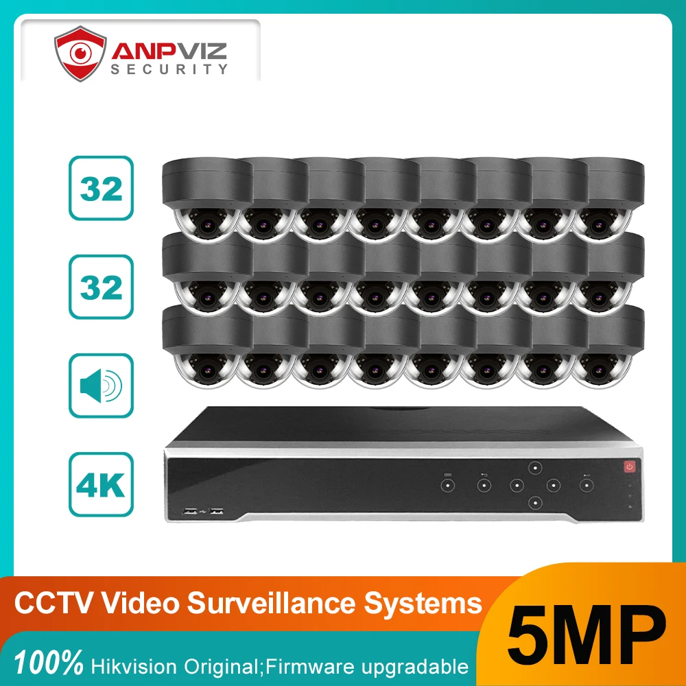 

OEM 32CH 4K NVR Security System Kit Anpviz 5MP POE Indoor/Outdoor IP CCTV Video Surveillance Camera Set IP66 H.265