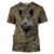 Men's and women's camouflage hunting animal 3D T-shirt, deer, wild boar, wolf print short sleeved shirt, urban fashion 9