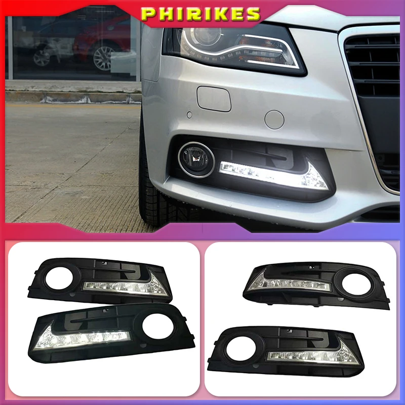 

1 Set For Audi A4 A4L B8 2009 2010 2011 2012 LED DRL Daytime Running Lights Daylight Fog Lamp cover hole