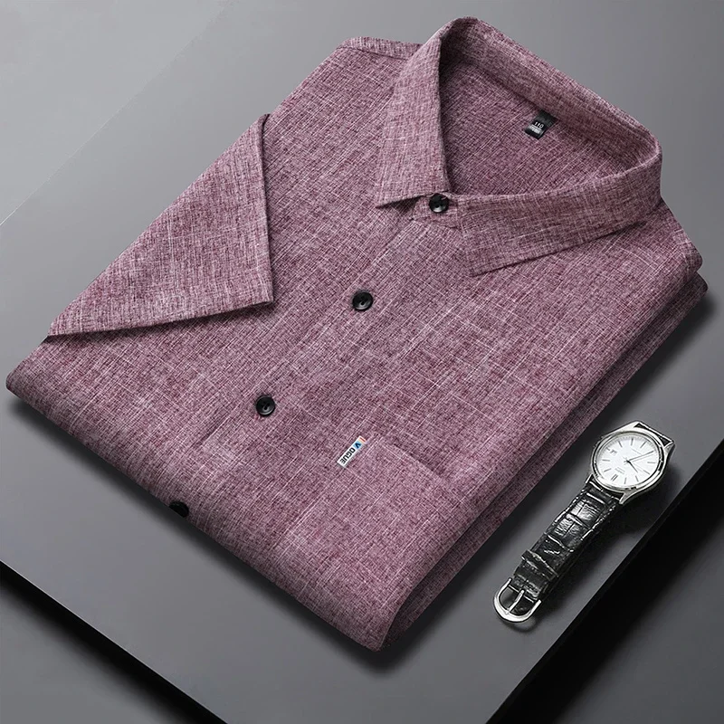 New Men's Business Casual Short Sleeved Printed Shirt with Wrinkle Resistance No Ironing Comfortable All Season Versatile Top 6