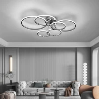 Lustre de plafond LED moderne pour salon chambre, plafonnier rond à intensité variable, plafonnier de chambre or/Chrome/noir 3
