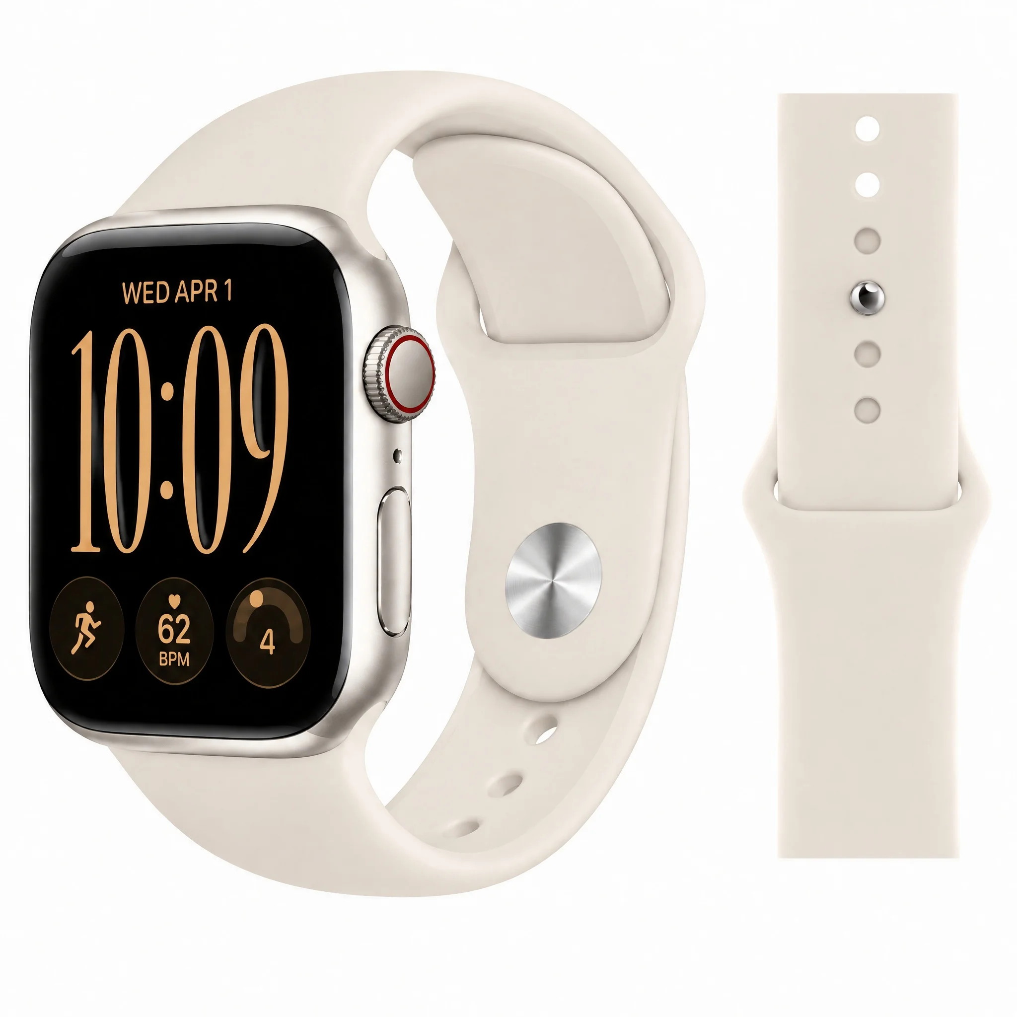 Silicone Sport Band for Smartwatch, Breathable Wristband Strap