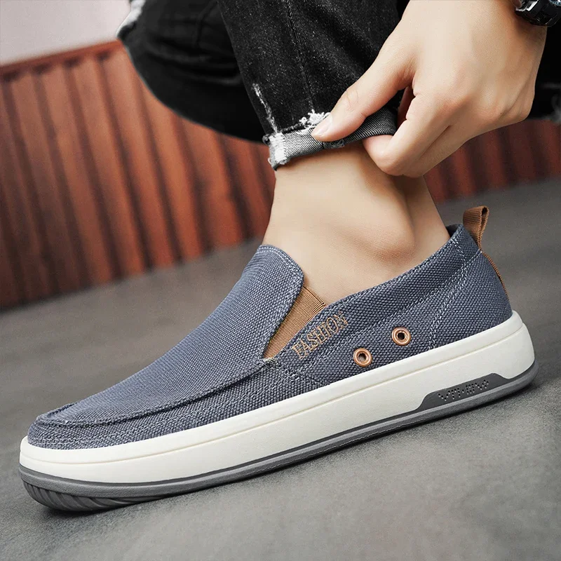 Men's Shoes Summer ,One Foot Canvas Shoes for Lazy People,Soft Soled Breathable and Comfortable Casual Cloth