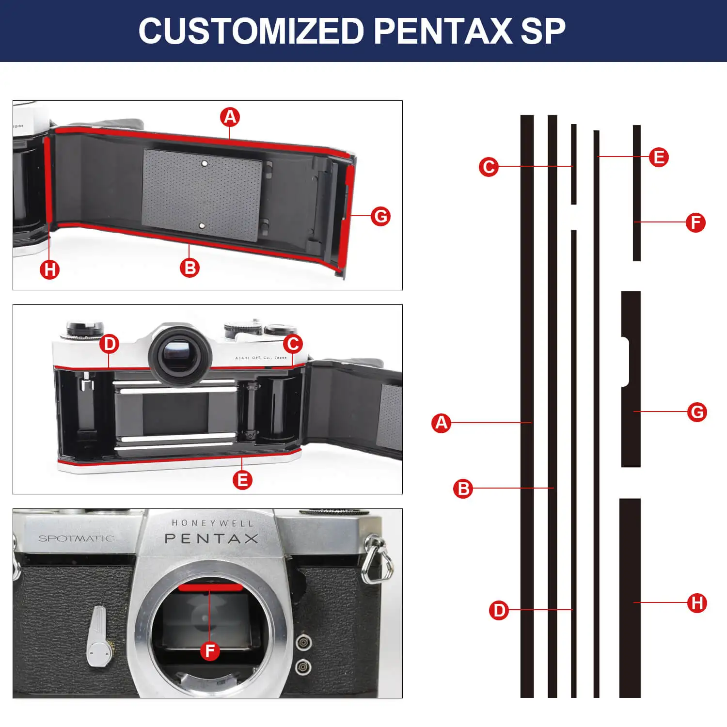 eTone Self Adhesive Light Proof Seal Foam Sponge Repair Kits for Asahi Pentax Spotmatic SP SPII SPF K1000