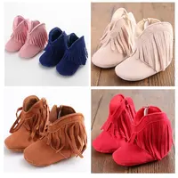Baby Shoes Boots Newborn Infant Boy Girl Soft Sole Boots Tassels Moccasins Crib Solid Shoes 0-18M 1