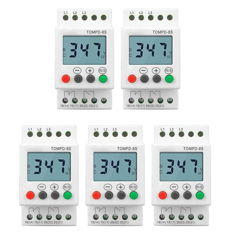 

5X 3 Phase Din Rail Adjustable Under Over Voltage Protector Voltage Monitoring Sequence Protection Relay