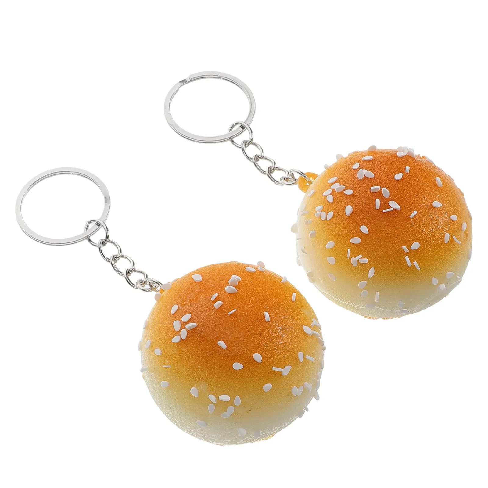 2개 자동차 액세서리 귀여운 맛있는 음식 열쇠고리 빵 펜던트 열쇠고리 배낭