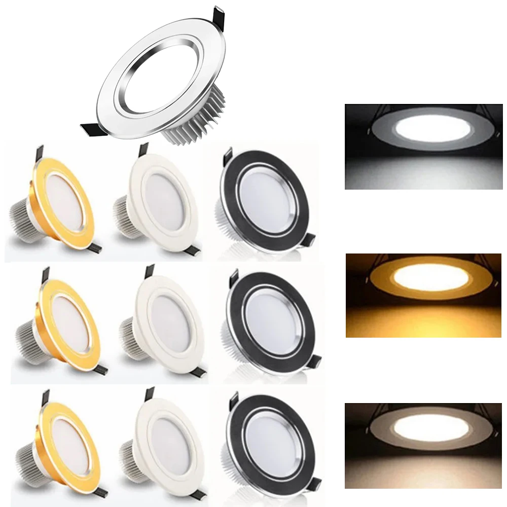 

10pcs/lots Variable Light with 3 Colors Household Embedded Lamp Hole Lamp Aluminum Ultra-Thin 24W Ceiling Lamp LED Downlight