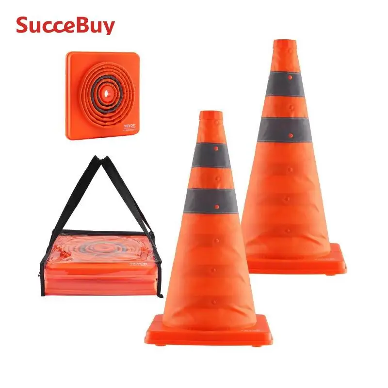 SucceBuy Safety Cones 2/4Pack 18/28inch Collapsible Traffic Construction Cones Traffic Control Driving Training Parking Lots