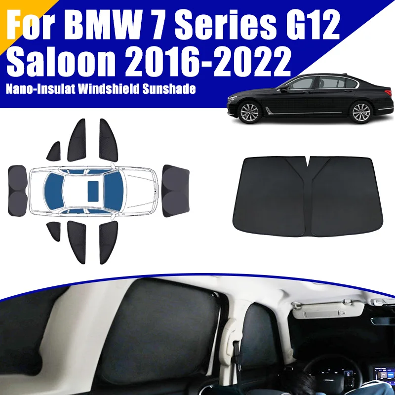 

Full Coverage Sunshade For BMW 7 Series G12 LWB Saloon 2016-2022 Car Accessories Auto Windows Visor Privacy Cover Black Foldable