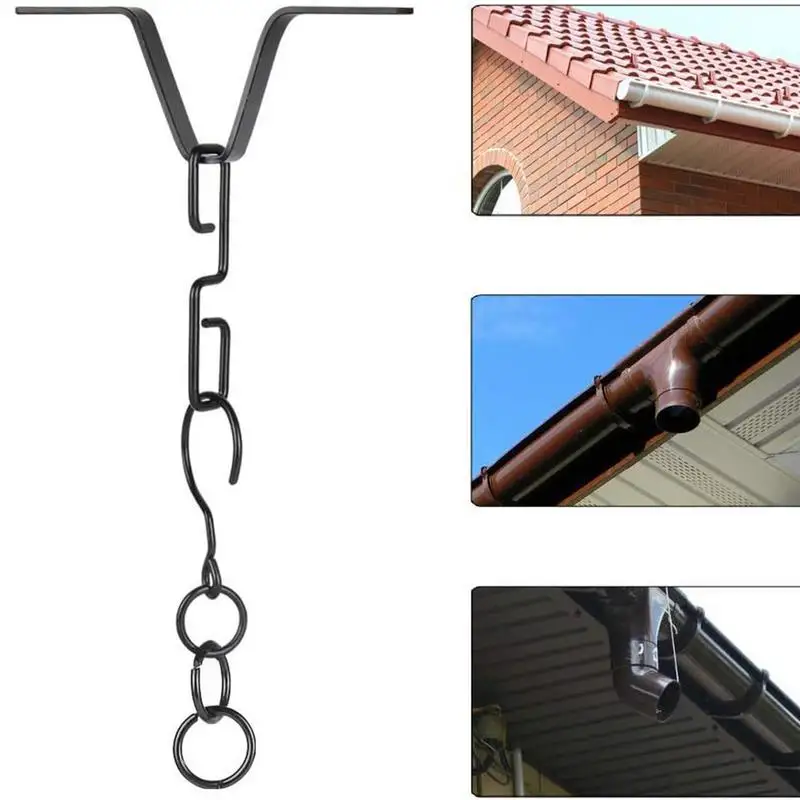 Rain Chain Hook V-Shaped Rain Chain Clip And Adapter Gutter Clip Portable Copper Hook Hanger For Gutter Downpipe Systems