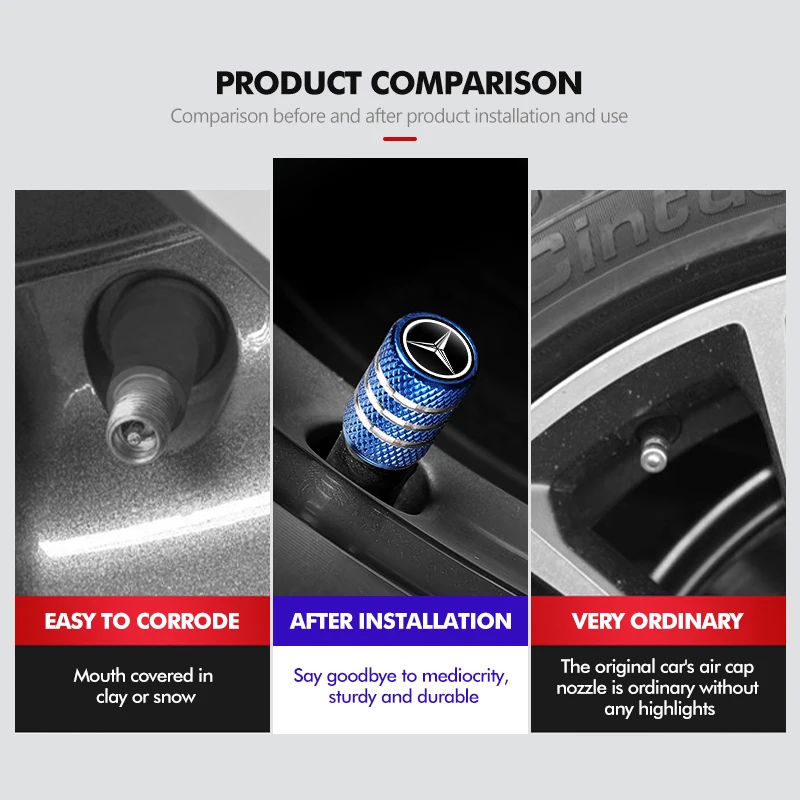 Tire Valve Caps for Benz Car W202 W212 W126 W140 W168 W177 CLS GLE GLC GLS CLA