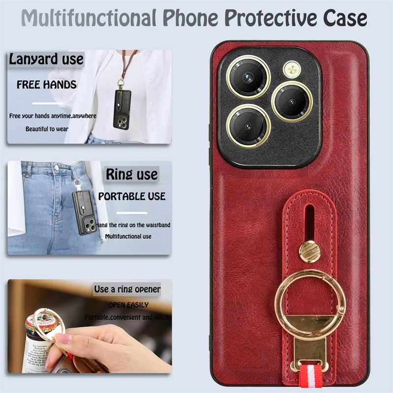 For Tecno Spark 20 Pro 4G Anti detachment wrist strap holder with loop back cover for Tecno Spark 20 Pro 4G KJ6 Phone case