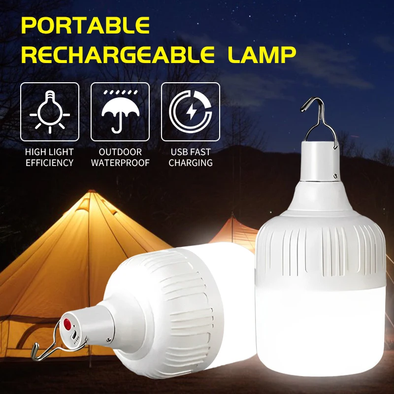 

Emergency Bulb Lihgt Portable Camping Lamp Rechargeable Battery LED Light Outdoor USB Lanterns Flashlight for Fishing 1/2/3/5PCS