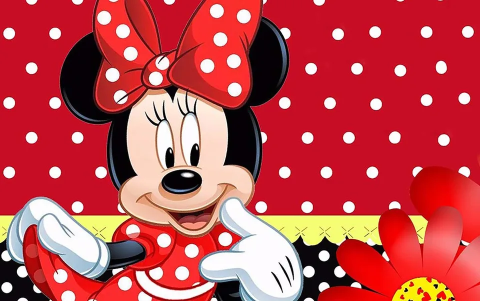 Toile De Fond De Joyeux Anniversaire Minnie Mouse Pour Fille, Bannière En Vinyle, Noir Et Rouge, 1 An
