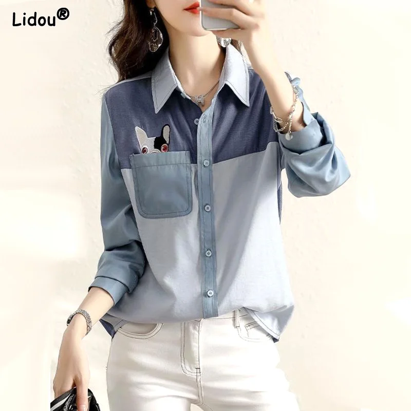 Business Casual Elegant Blouses Fashion Temperament Loose Spring Summer Button Asymmetrical Patchwork Pockets Women's Clothing spring summer 2023 women s clothing thin turn down collar loose temperament solid zipper korean fashion casual pockets blouses