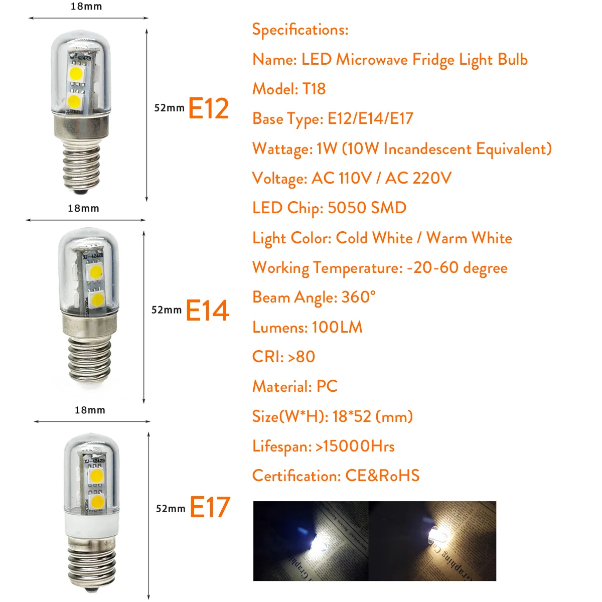 Mini bombilla LED tipo mazorca de maíz, lámparas de 1W para