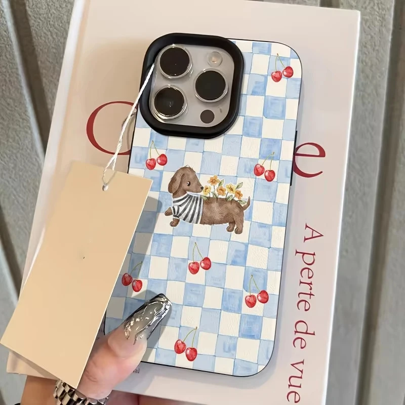Striped Dachshund Cherry Blossom Soft Silicone Phone Case Cover