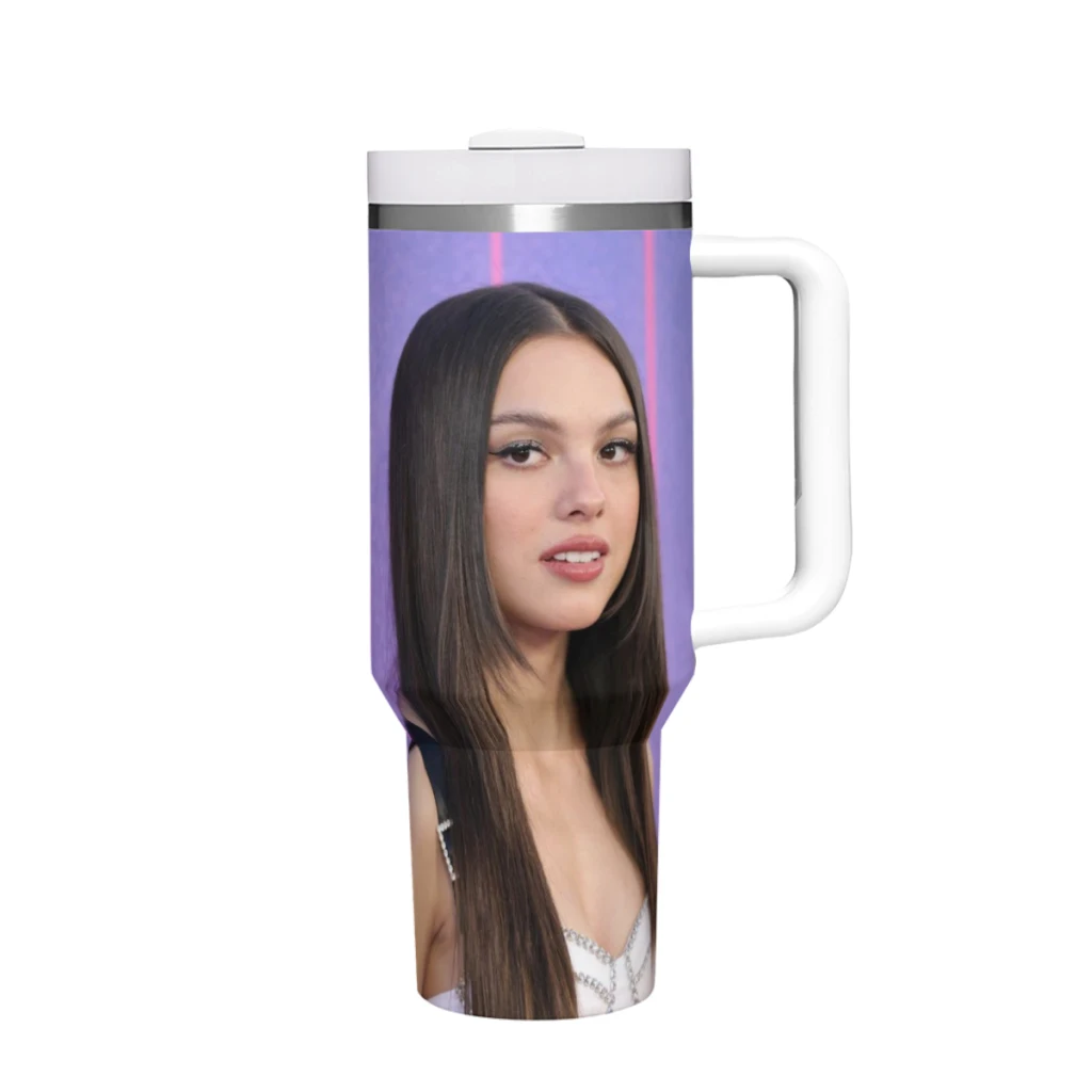 40oz Tumbler with Handle and Straw Gifts for Olivia Rodrigo Large Capacity Car Stainless Steel Insulated Travel Coffee Mug