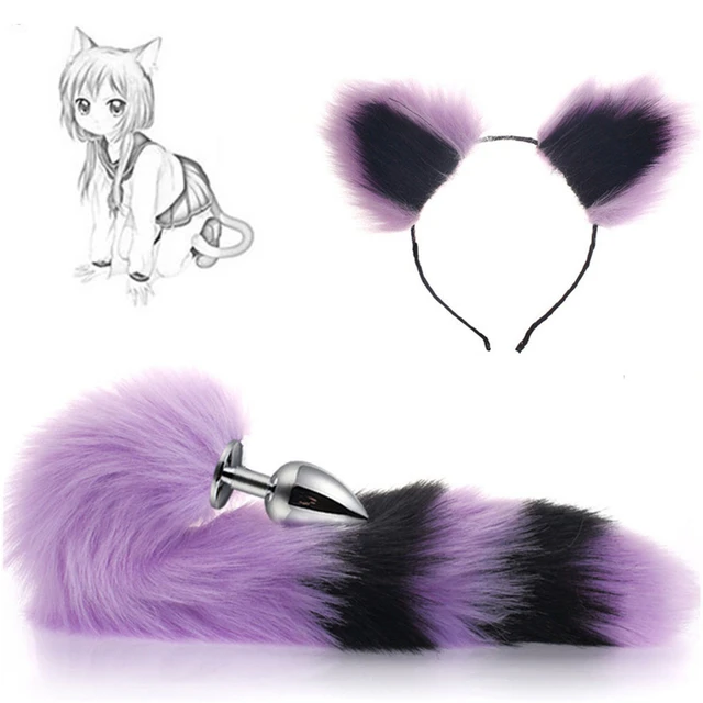 Small Fox Tail Ears Butt Plug Anal Plug Cosplay Game Fantasy Furry Sex Toy  Women