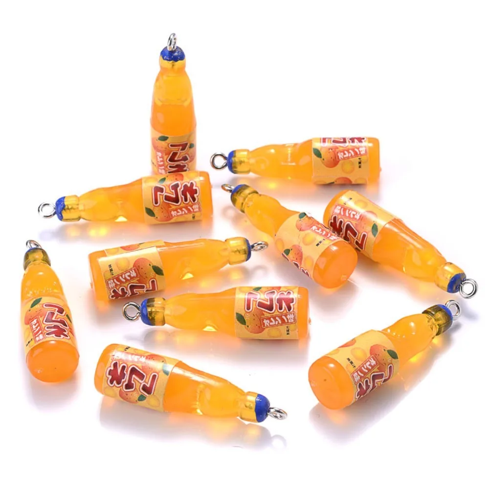 10Pcs Plastic Cola Soda Drinks Beverages Charms Juice Alcohol Lemonade Bottle Resin Pendants for Jewelry Making Mini Crafts