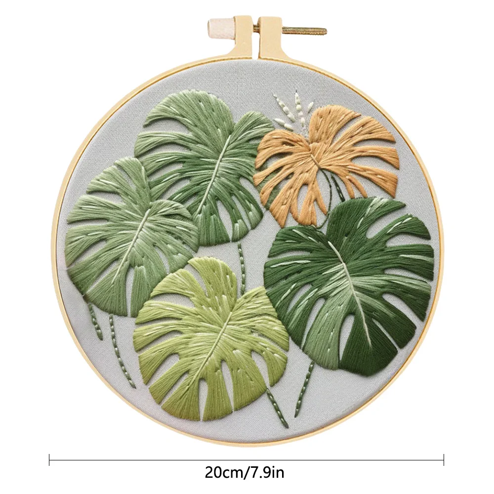 Plant Embroidery Kit Beginner Sewing Art Diy Cross Craft Handmade Gifts Decoration Home 4PCS