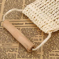 Rub Exfoliating Dead Skin Shower Towel Durable Skin Care Bath Towel Scrubber Sisal Back Strap Wooden Handle 1