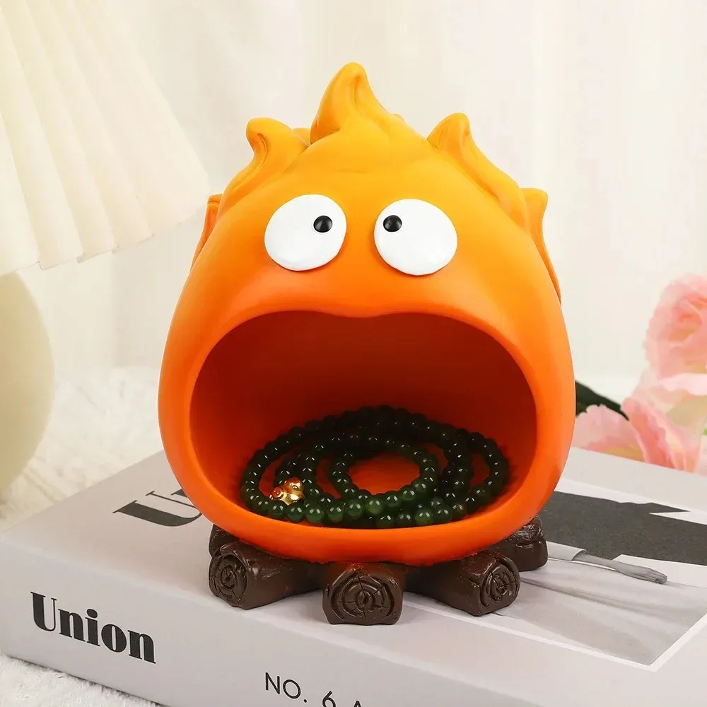 New Calcifer Fire Desktop Decoration Creative Home Living Room Porch Key Storage Tray Cartoon Snack Organizer Table Ornaments