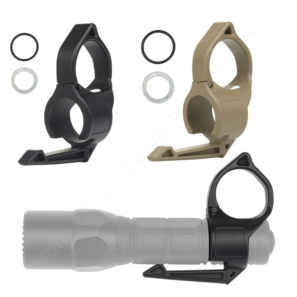 Multifunction Finger Ring For Tactical Switchback Flashlights Holder Compatible Pocket Clip
