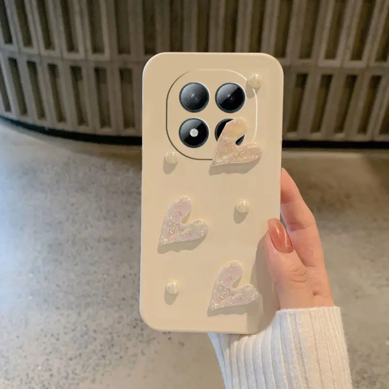 Laser Love Heart Pearls Soft Silicone TPU Phone Case