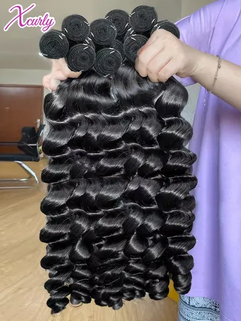 Xcurly Cheveux Humains Vierges Bruts Ondulés Profonds 30 34 Pouces Extensions 3/4 Lots Offres Tissage Bouclé Birman 1