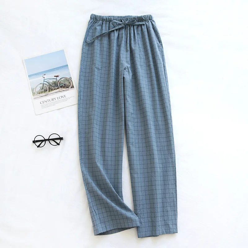Cotton Men and Women's Homewear Spring and Fall Sleeping Pants Couple Pants Thin Section Plaid Home Pajama Pants Casual Soft - 6