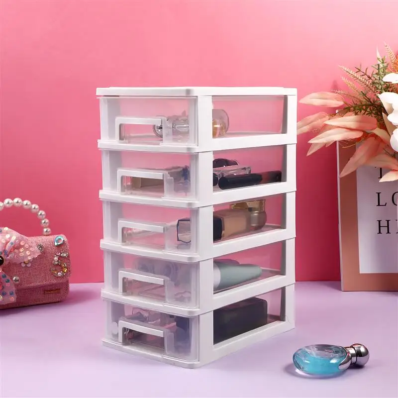 Drawer Organizers Five-Layer Storage Drawers Plastic Narrow Stackable Dustproof Desktop Case
