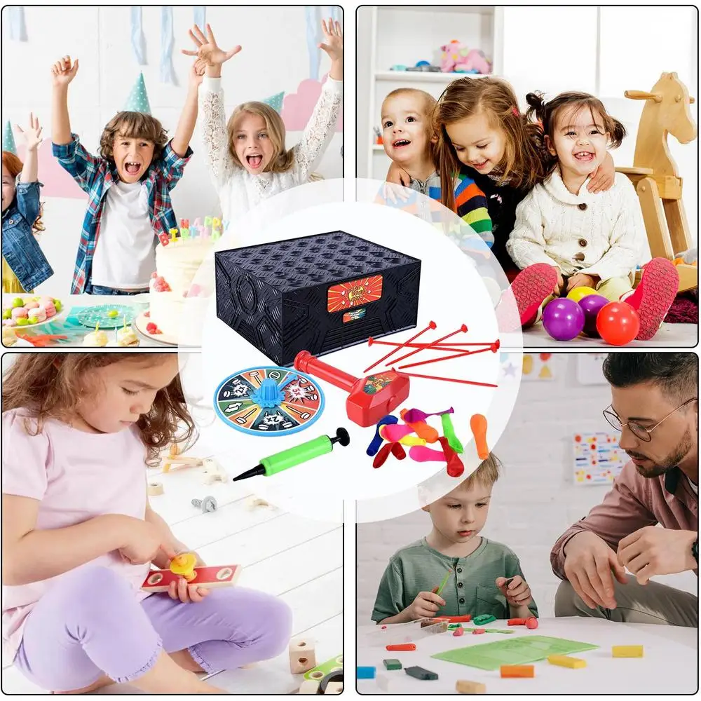 Cutie cu baloane Joc anti-stres Hammer Balon Trick Jucărie Hammer Box Ballon Party Joc creativ Hammer Balloon Blast Box Game