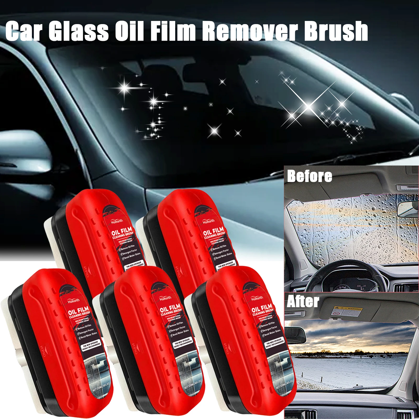 Car Glass Cleaner Oil Film Remover Hydrophobic Coating for Windshield Clear Window Auto Detailing Tool