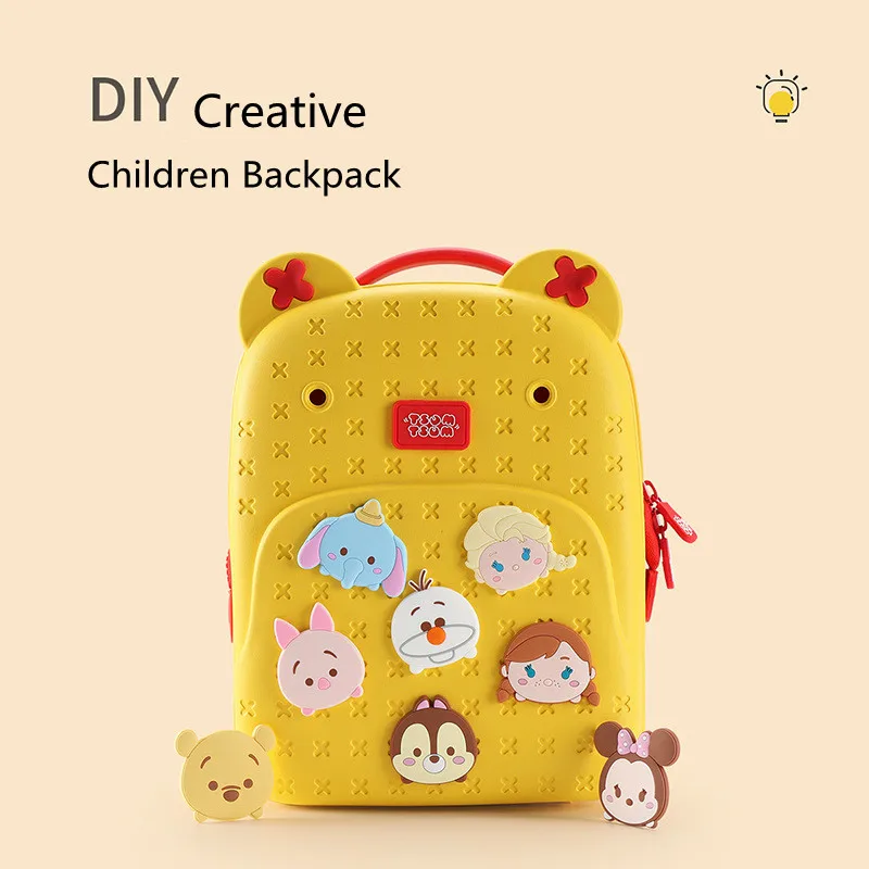 Disney Fashion Children Backpack For Boys Girls Tsum Kindergarten DIY Bag Large Capacity Kids Birthday Gifts Water Proof Mochila